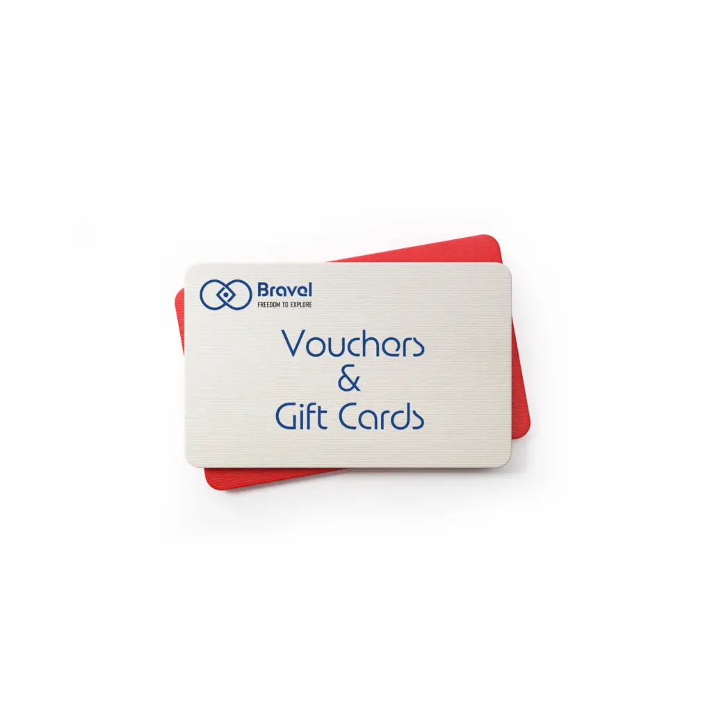 Card with vouchers and gift cards